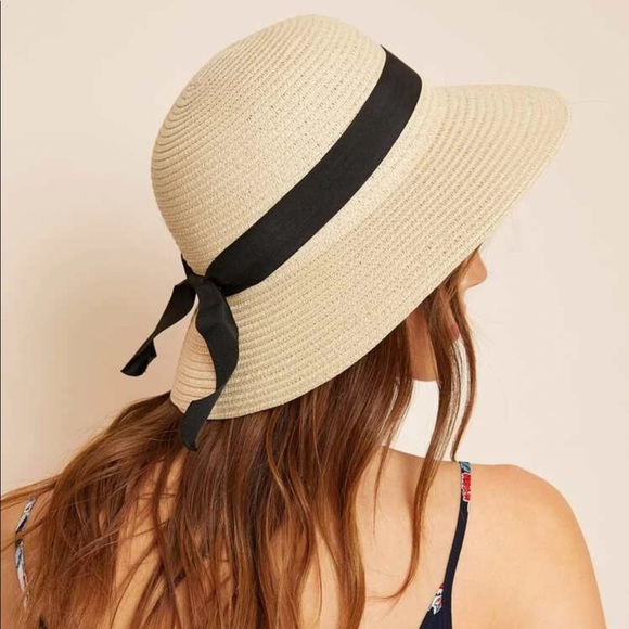 Straw Boho Floppy Hat With Black Tie - Picture 2 of 5
